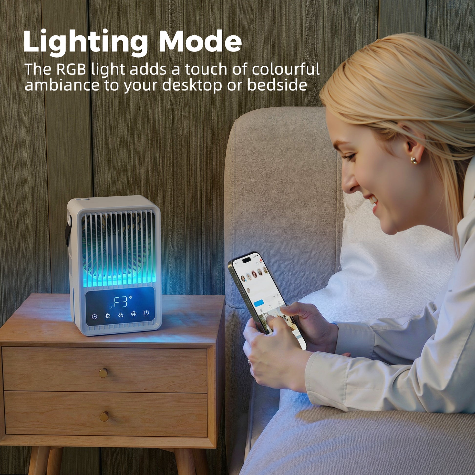HOMCOM Portable Air Conditioner, 4-in-1 Mini Air Cooler with 3 Wind Speed, 2 Mist Mode, 7 Colour RGB Light, Black and White
