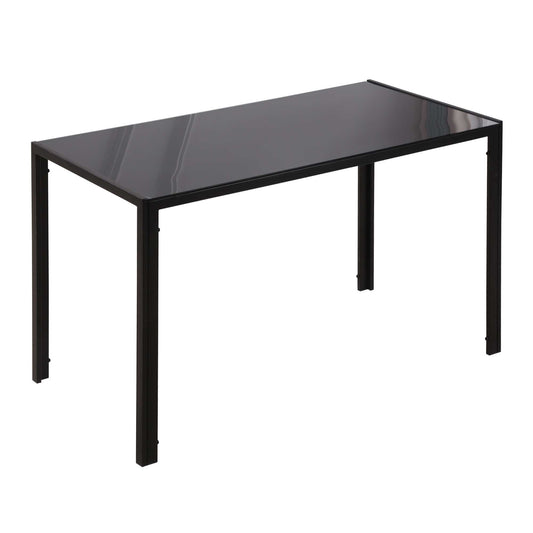 HOMCOM 120cm Dining Table, Rectangle 4 Seater Kitchen Table with Tempered Glass Top and Metal Legs for Dining Room, Living Room (Chairs Not Included), Black