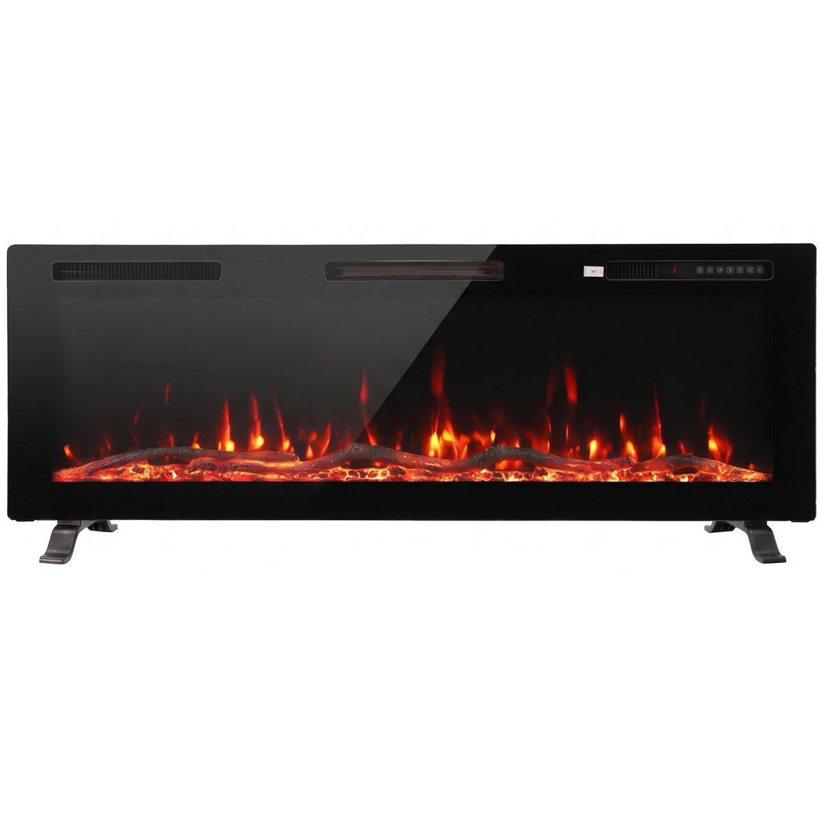 HOMCOM 3 IN 1 Slim Electric Fire, Wall Mounted/Recessed/Freestanding, Electric Fireplace with 12 Flame Colours, 5 Brightness Default Title