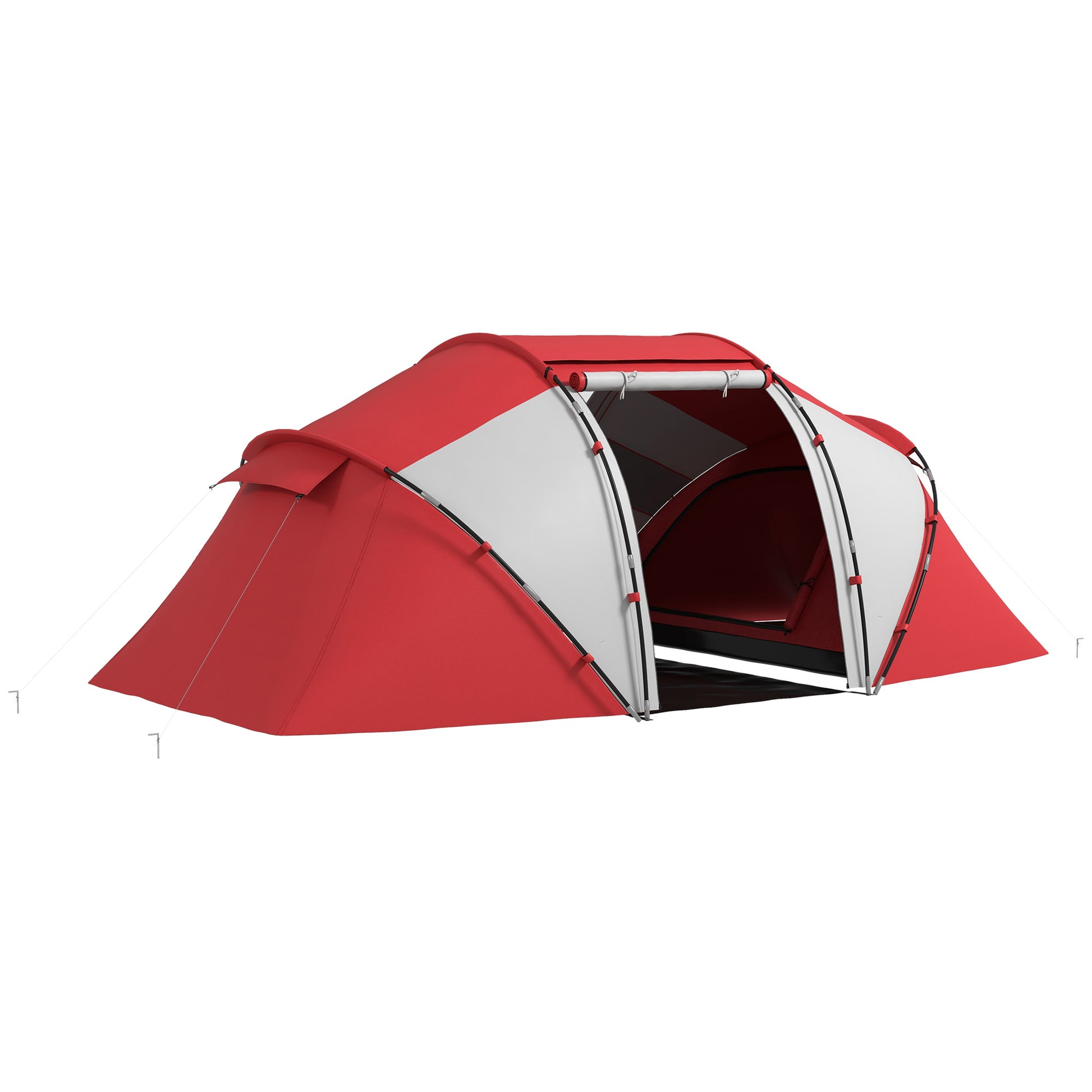 Outsunny 4 Man UV Protection Camping Tent - Grey and Red Default Title