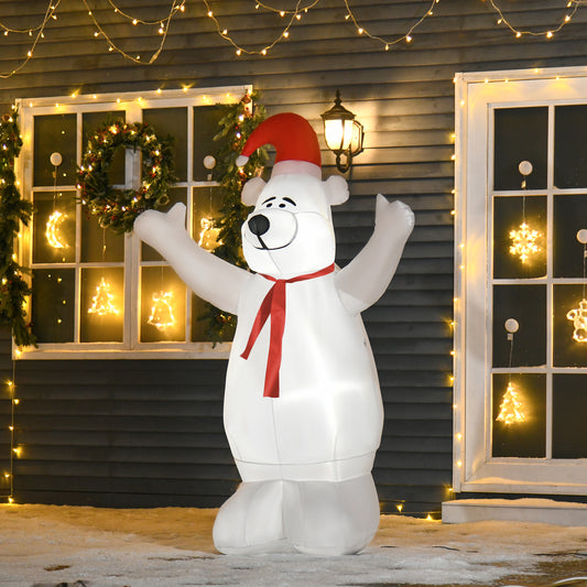 HOMCOM 6ft Tall Outdoor Inflatable Bear Airblown Projection Holiday Christmas Lawn DÃ©cor