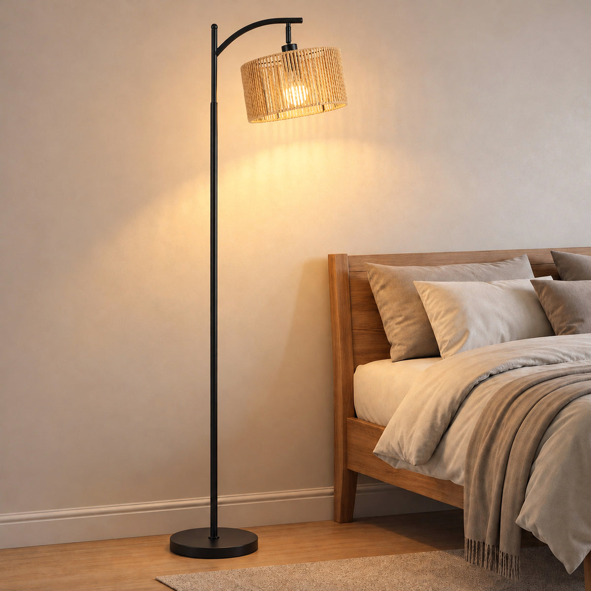 HOMCOM LED Floor Lamp, 160 cm Modern Dimmable Standing Lamp with Adjustable Shade, Magnetic Remote, Black
