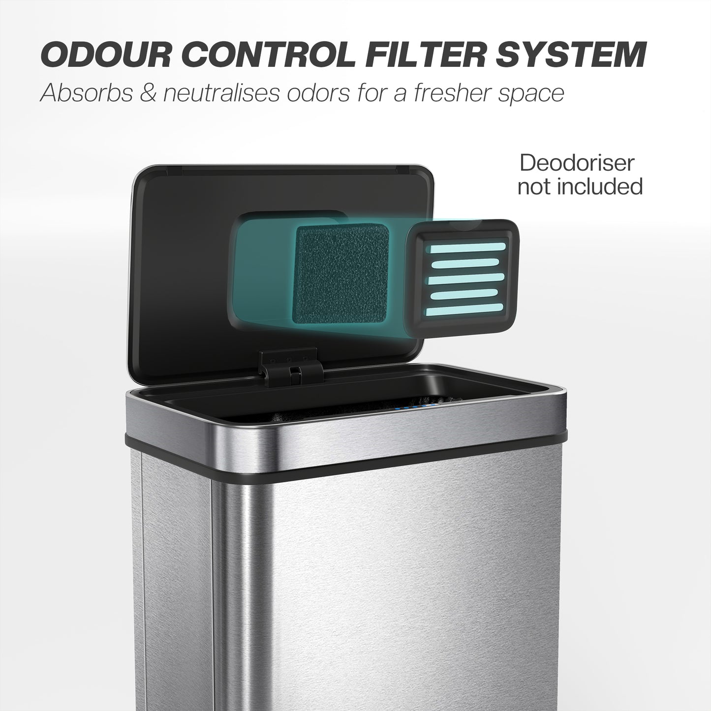 HOMCOM 60 L Sensor Can, Sensor Bin with Soft-Close Lid, Fingerprint-Proof Stainless Steel, Silver Tone
