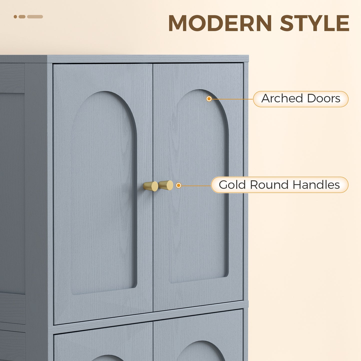 HOMCOM 4-Door Kitchen Storage Cabinet with Adjustable Shelves - Grey