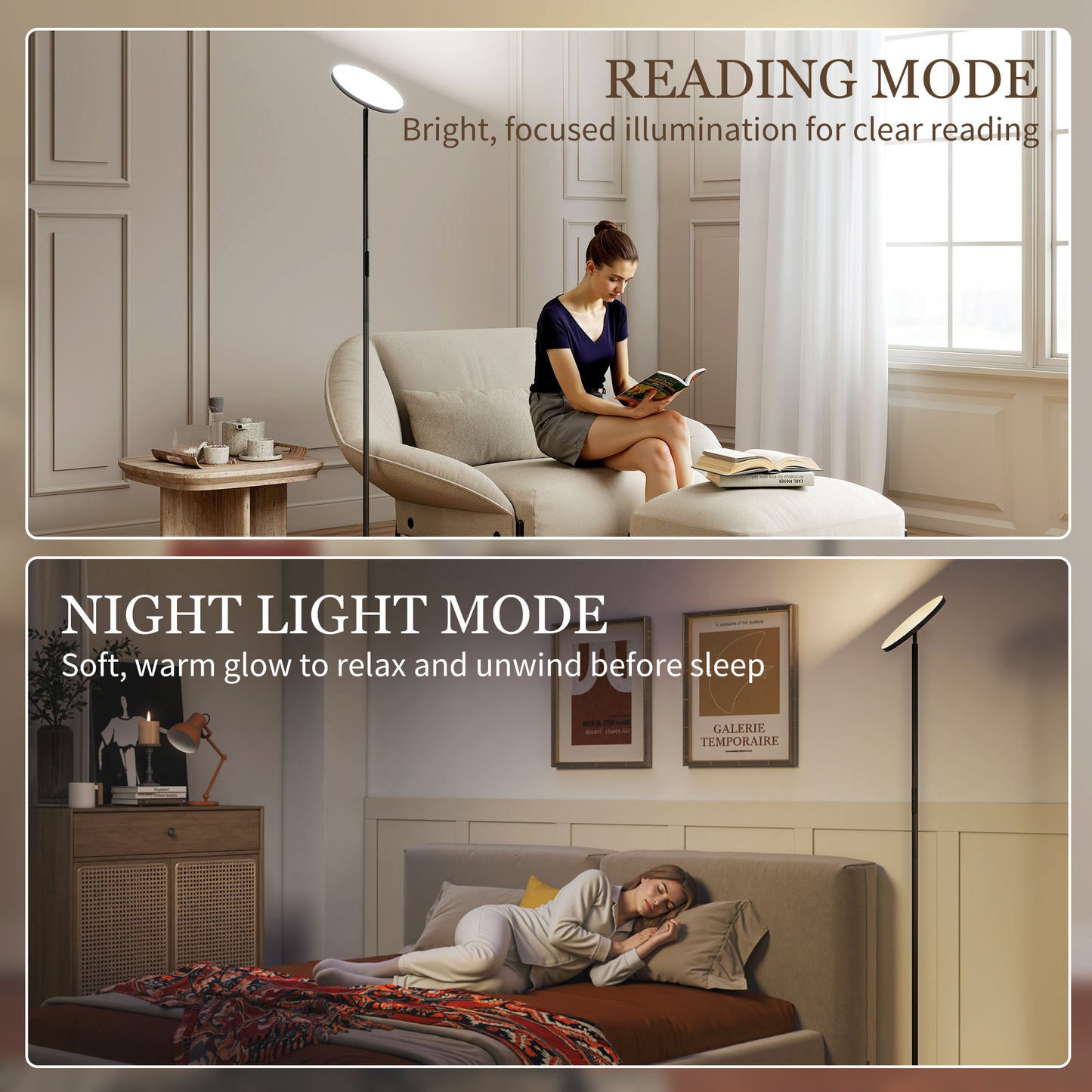 HOMCOM RGB Uplighter Floor Lamp, Tall Dimmable Standing Lamp with Remote & Touch Control, 350Â° Rotatable Head for Living Room Bedroom, 2700K-6000K Colour Temperatures, Black