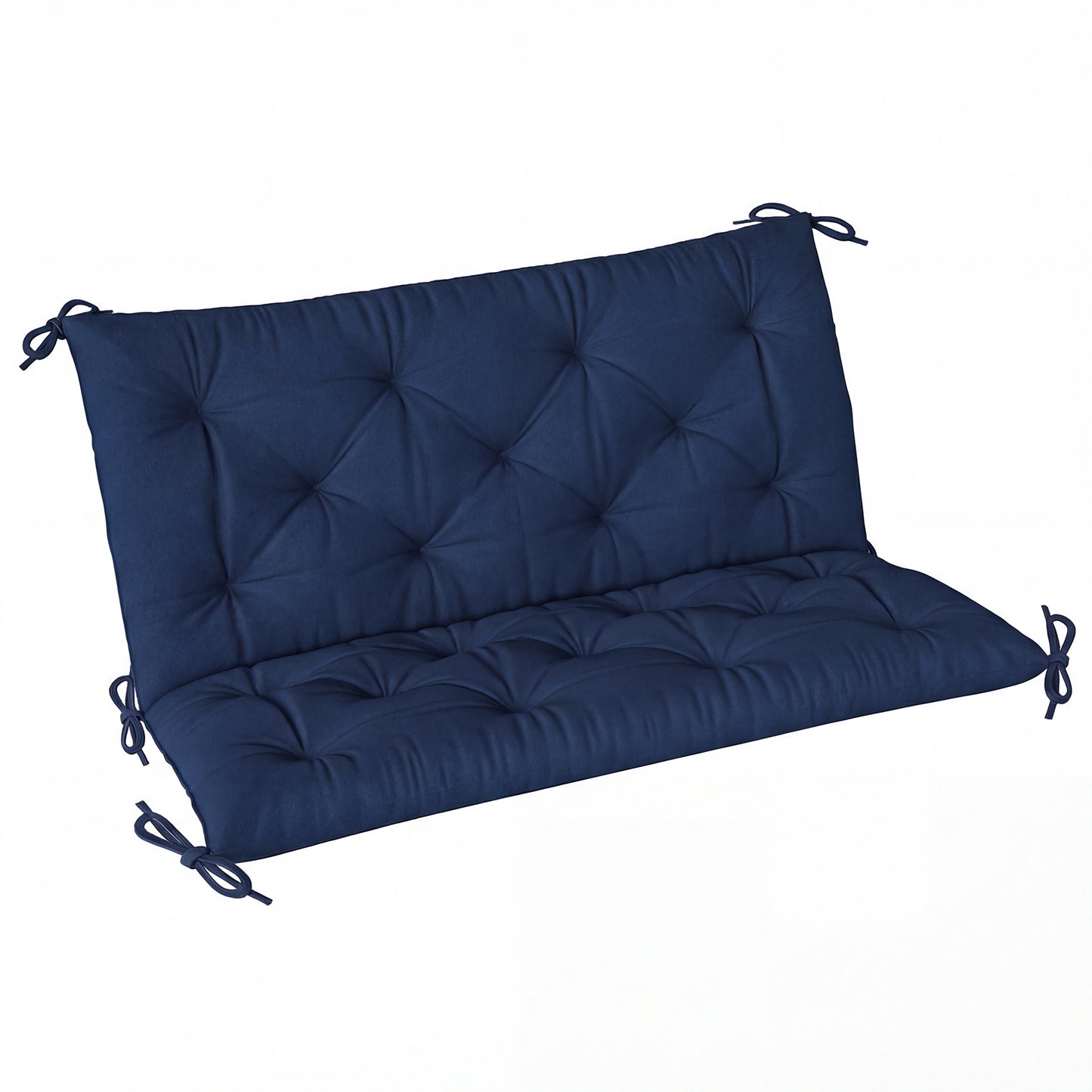 Outsunny 2 Seater Bench Pad, Garden Chair Cushion with Back and Ties for Indoor and Outdoor Use, 98 x 100 cm, Dark Blue Default Title