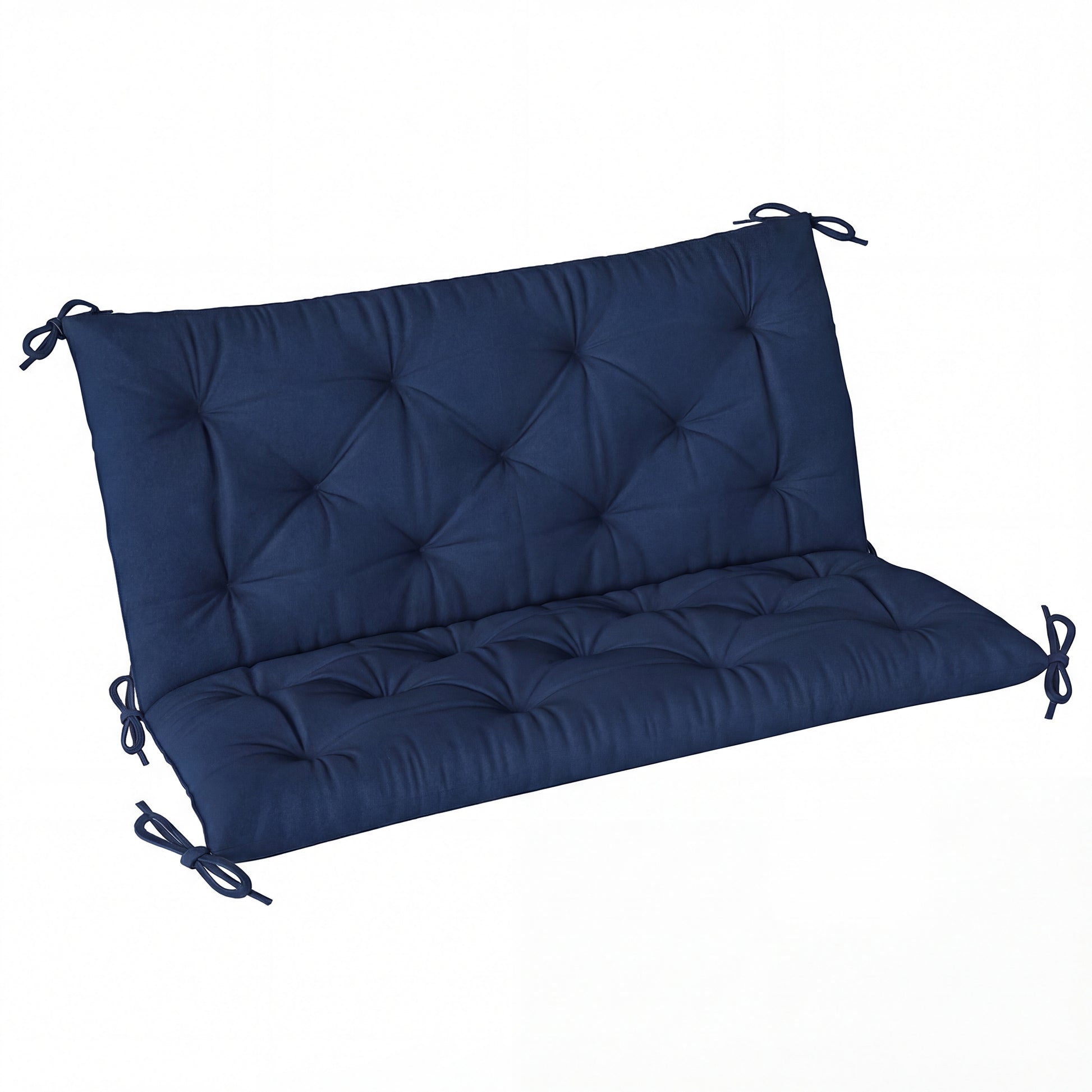 Outsunny 2 Seater Bench Pad, Garden Chair Cushion with Back and Ties for Indoor and Outdoor Use, 98 x 100 cm, Dark Blue Default Title