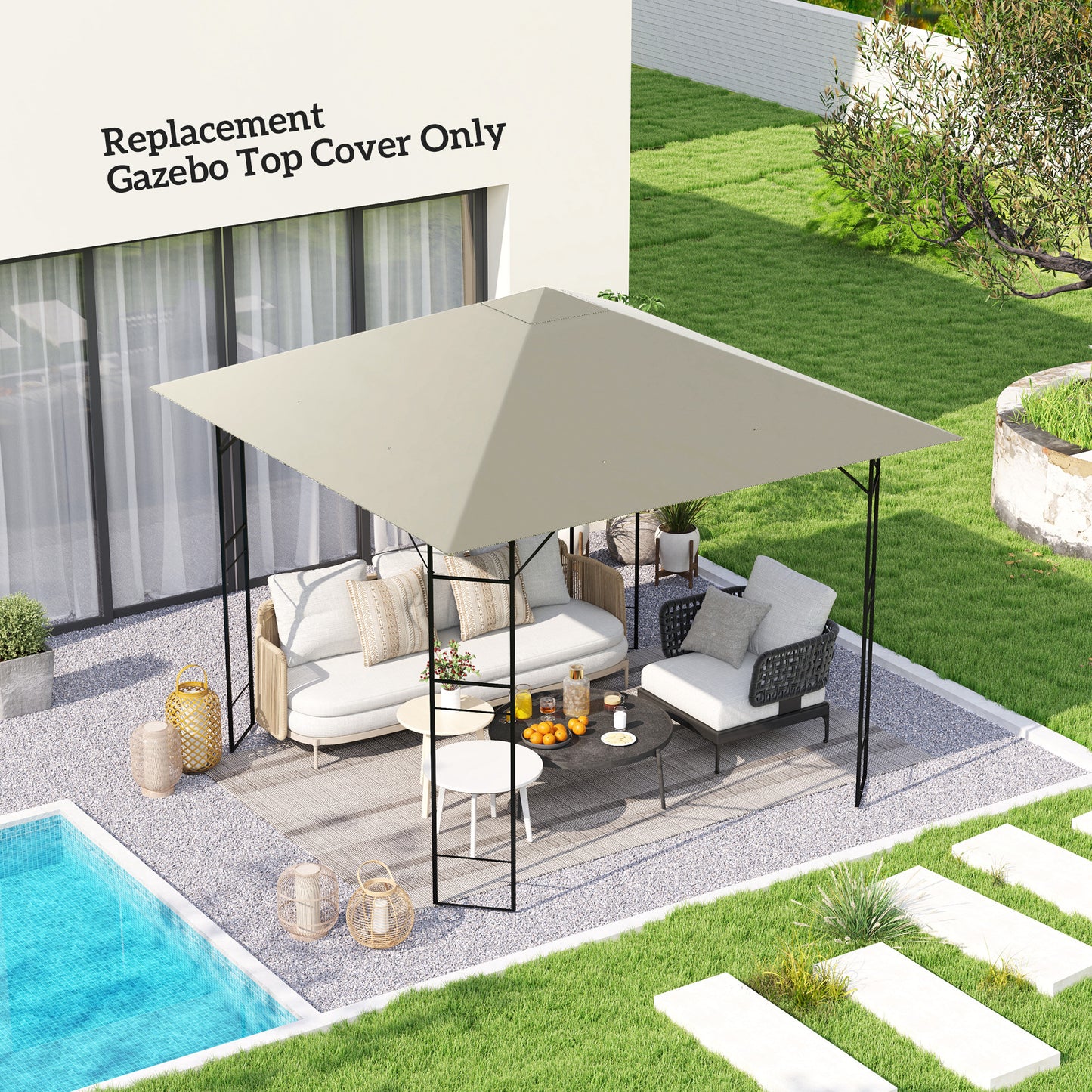 Outsunny 3 x 3(m) Gazebo Canopy Replacement, for 01-0867 - Light Grey