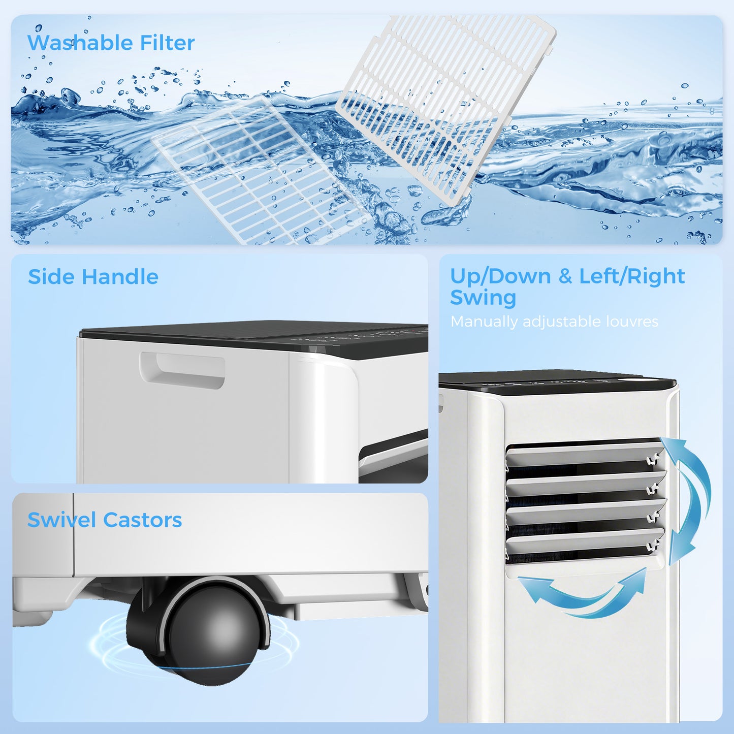 HOMCOM Portable Air Conditioner 9000 BTU, 4-in-1 AC Unit with Cool, Dehumidifier, Fan, Sleep Mode, WiFi Voice Remote Control