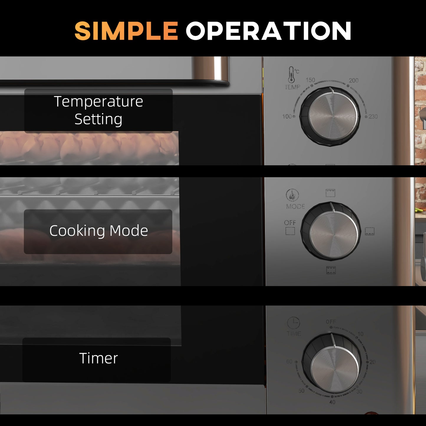 HOMCOM 30L 60-230â„ƒ Mini Electric Oven, with Accessories - Silver Tone