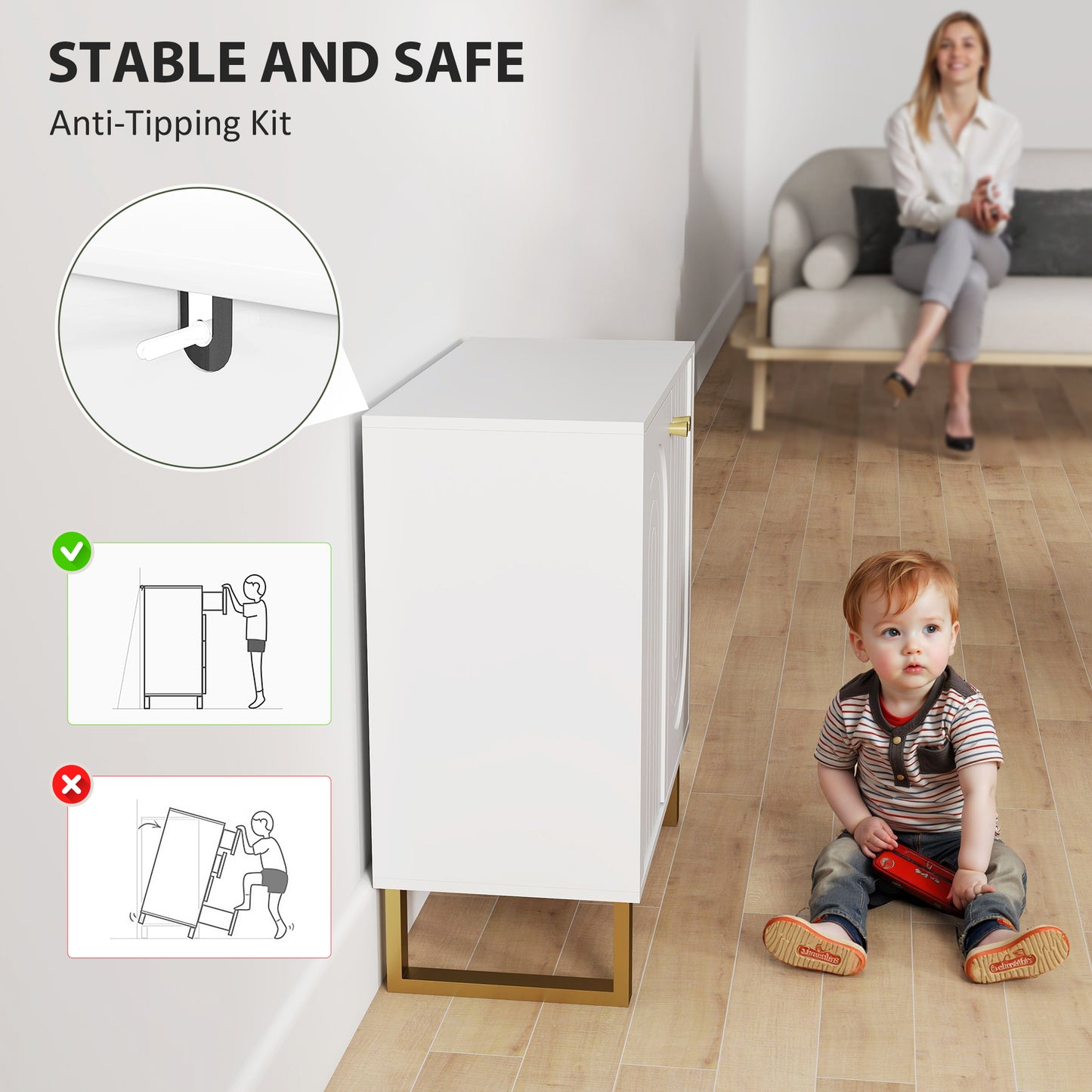 HOMCOM 2-Door Sideboard Storage Cabinet - White