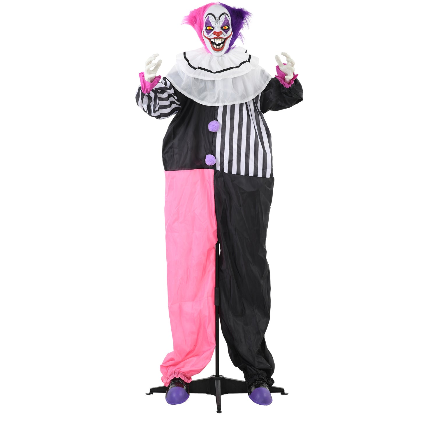 HOMCOM 5'6" Scary Laughing Clown Halloween Animatronic, with Glowing Eyes Default Title