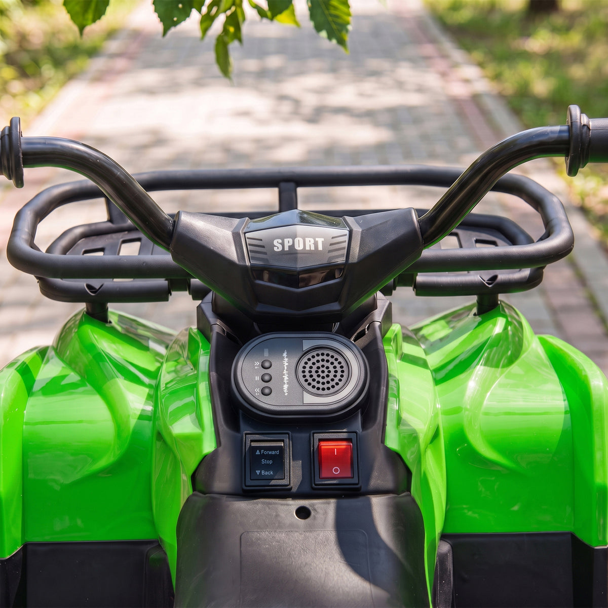 AIYAPLAY 12V Kids Electric Quad Bike, Ride on ATV with Dual Motors, Soft Start, Storage, Music, Lights for 3-8 Years, Green