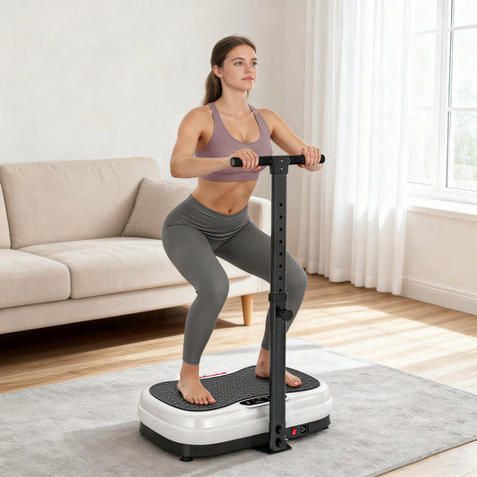 SPORTNOW Vibration Plate Exercise Machine, Quiet Vibrating Plate for Weight Loss and Lymphatic Drainage with Adjustable & Removable Handle, Remote Control, Auto or Manual Speeds