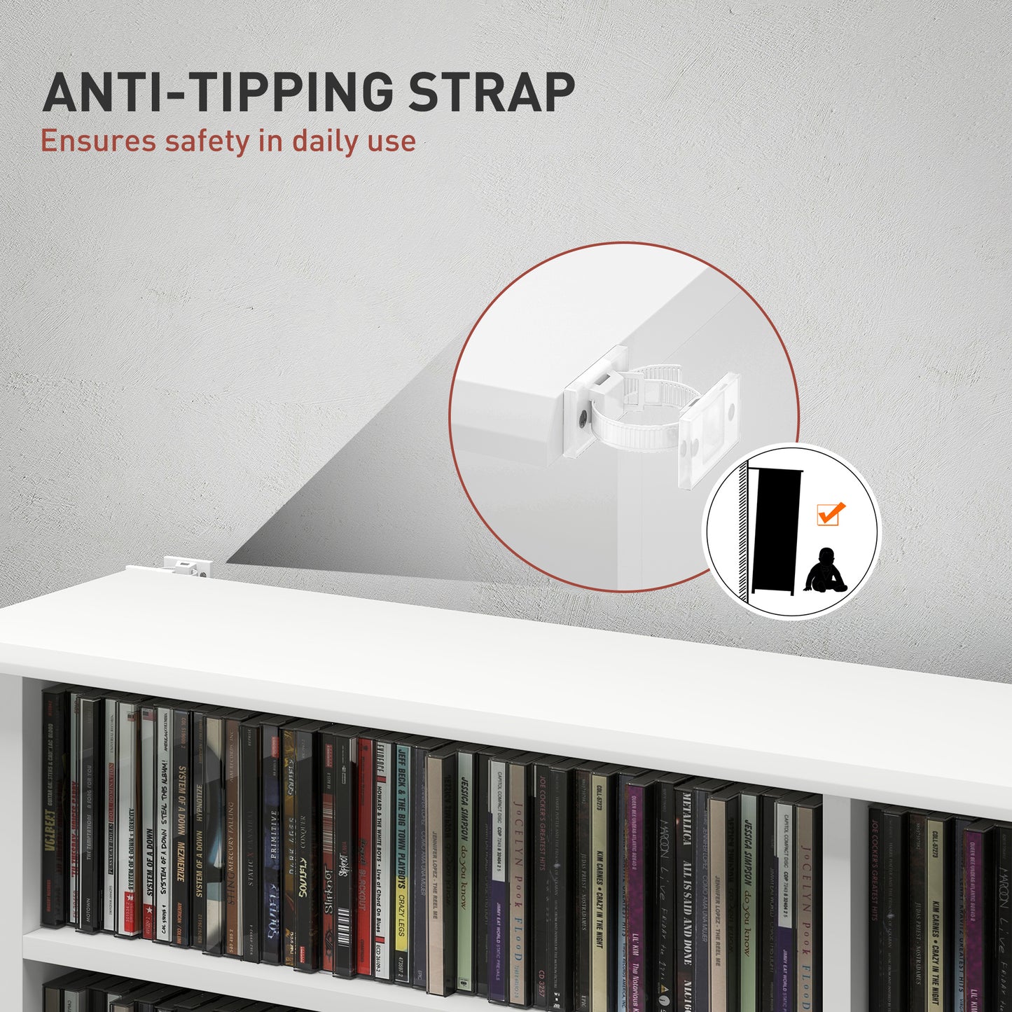 HOMCOM 16-Compartment Media Shelf- White