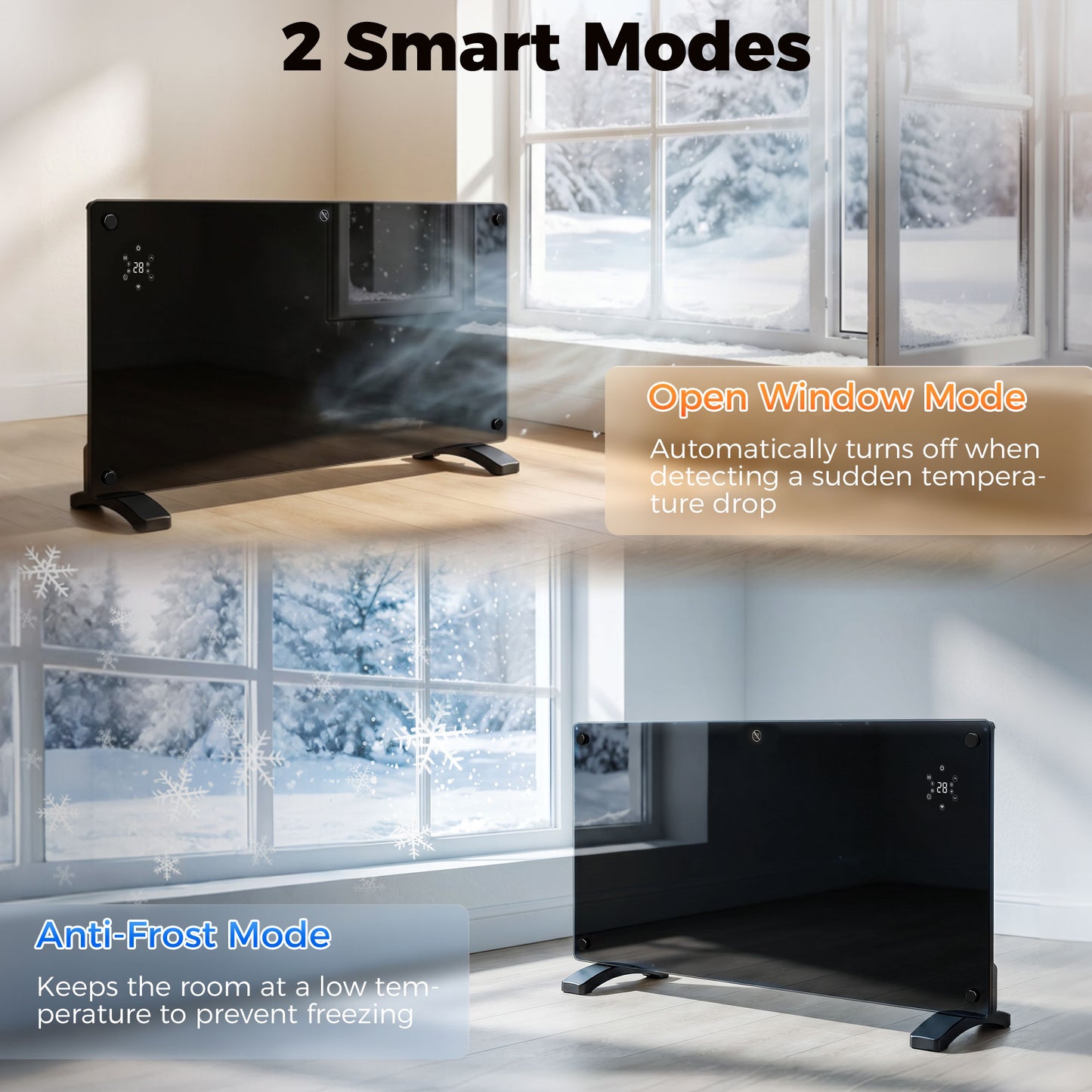 HOMCOM 1500W 5-35â„ƒ Smart Control Heater - Black
