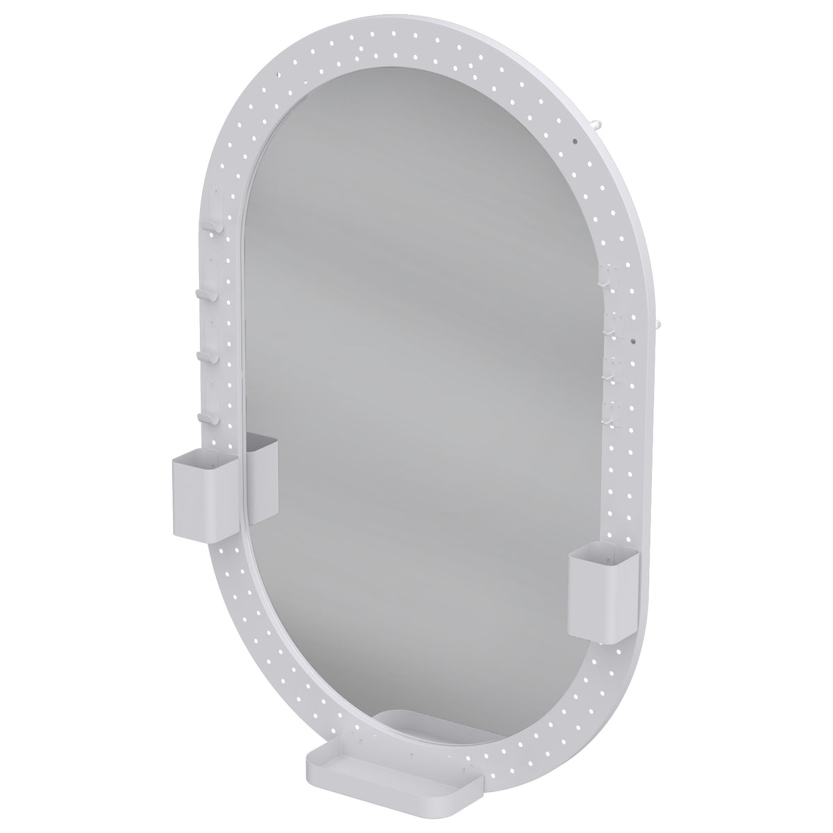 HOMCOM Oval Wall Mirror, 60 x 90 cm Decorative Hanging Mirror with Pegboard Frame, Wall-Mounted, White Default Title