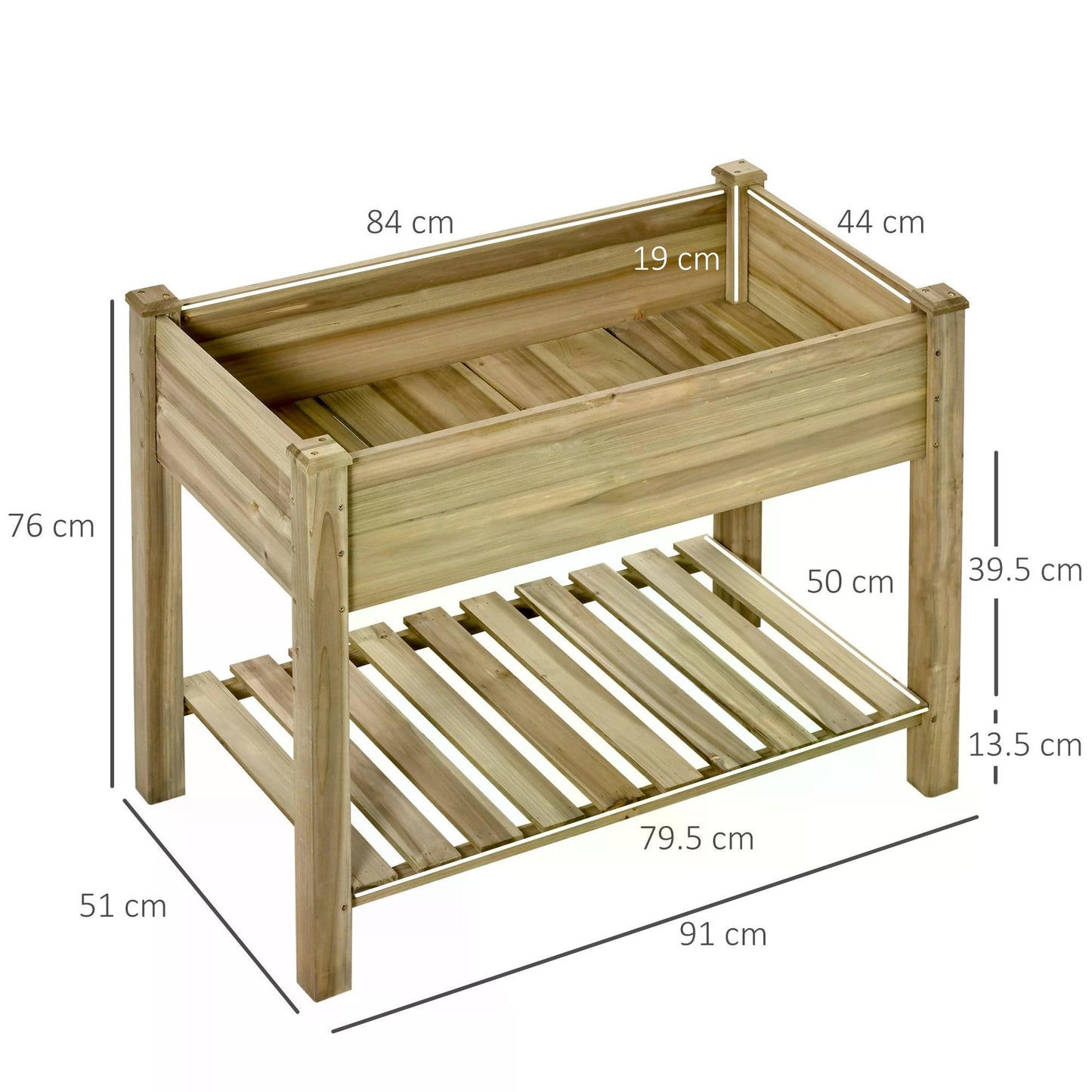 Outsunny Garden Wooden Plantersï¼Œ Raised Garden Bed with Legs and Storage Shelf Elevated Wooden Planter Box