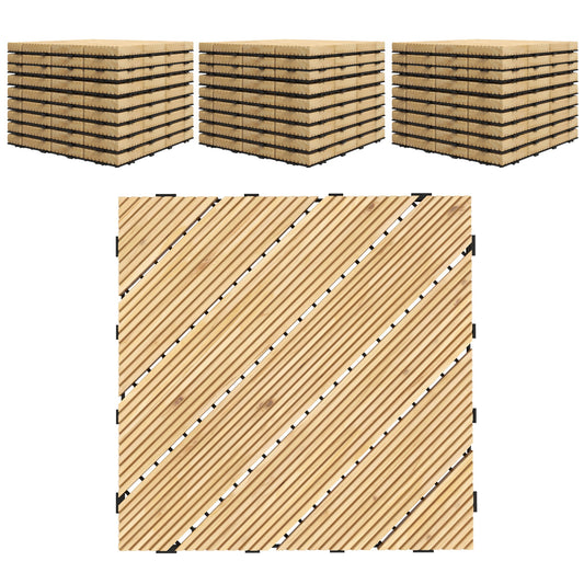 Outsunny 27 Pcs Wooden Interlocking Decking Tiles, 30 x 30 cm Anti-slip Outdoor Flooring Tiles, 0.81ãŽ¡ per Pack, All Weather Use for Patio, Balcony, Terrace, Hot Tub, Yellow