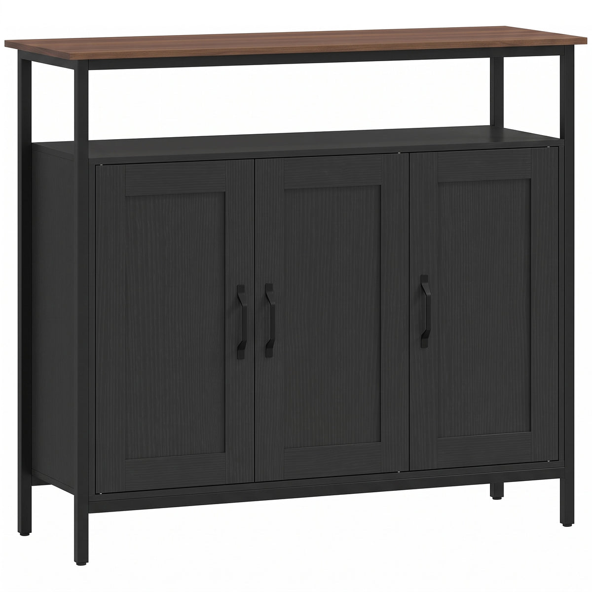 HOMCOM Industrial Kitchen Sideboard with Open Shelf, 2 Cabinets, Adjustable Shelves for Living Room, Dining Room, Black Default Title