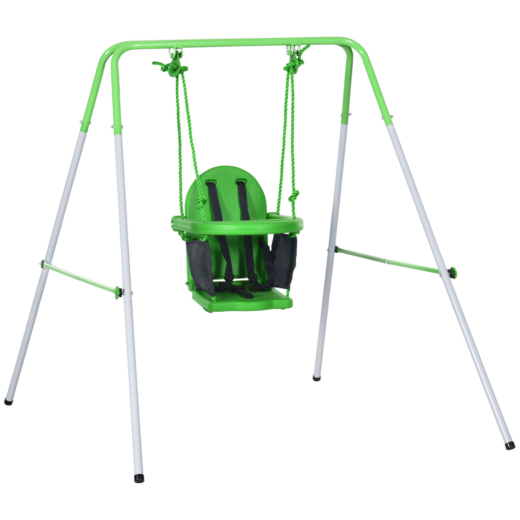 Outsunny Kids Swing, Steel Nursery Swing, with Seatbelt, High Support ...