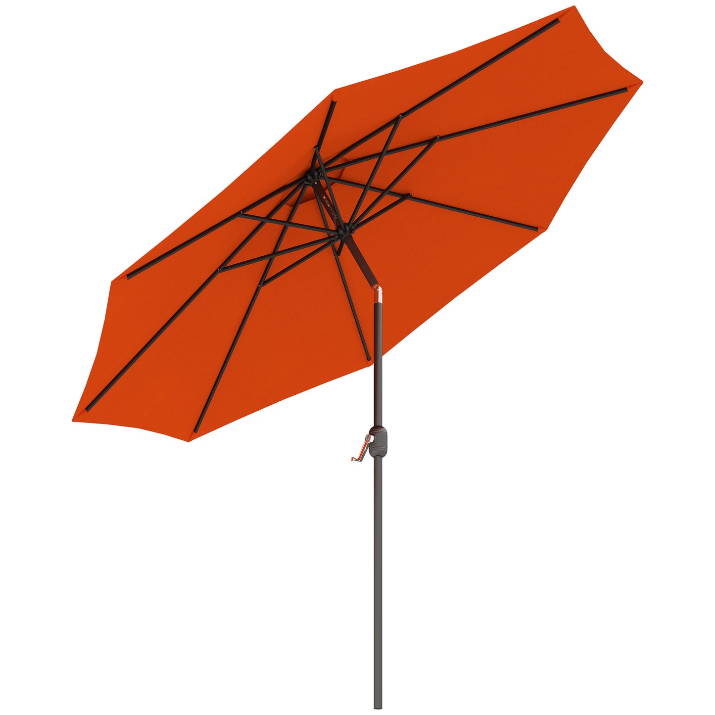 Outsunny 3 m Garden Parasol Umbrellas, Outdoor Sun Shade with 8 Ribs, Tilt and Crank Handle for Balcony, Bench, Garden, Orange Default Title