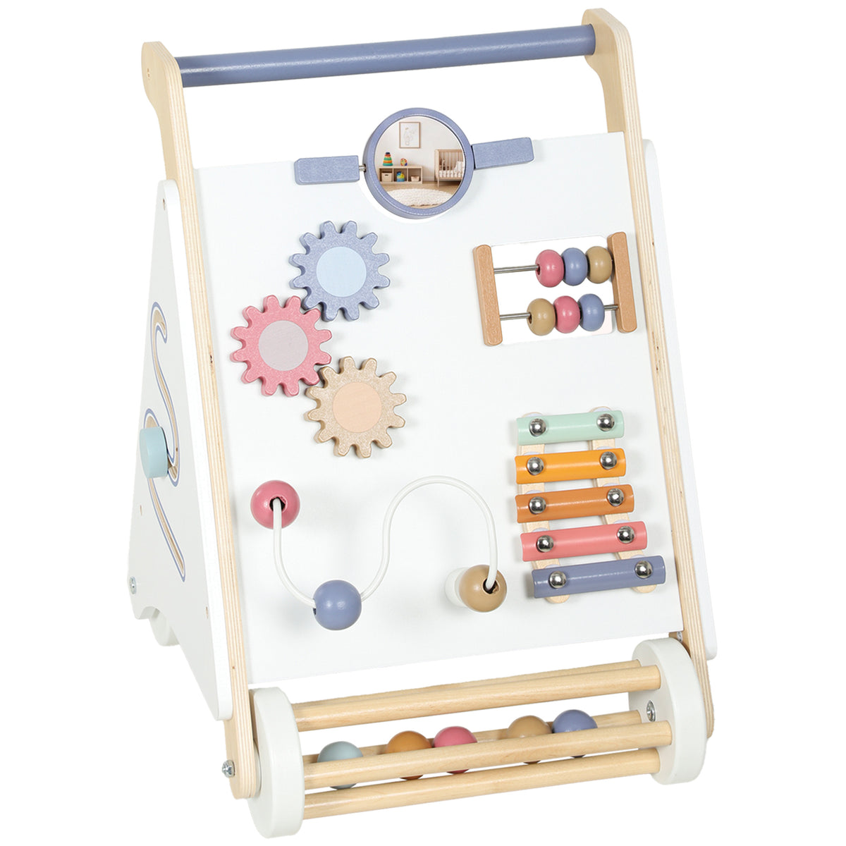 AIYAPLAY Wooden Baby Walker, Montessori Push Along Toy with 5 Blocks and Xylophone Mallet, Adjustable Speed for Toddlers 1.5-3Y Default Title