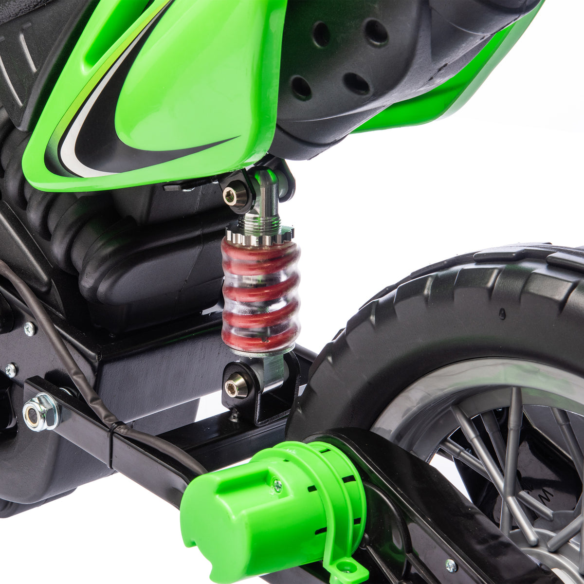 AIYAPLAY 12V Kids Electric Motorbike, Ride on Motorcycle with Dual Motors, Training Wheels, Rear Suspension for 3-6 Years, Green