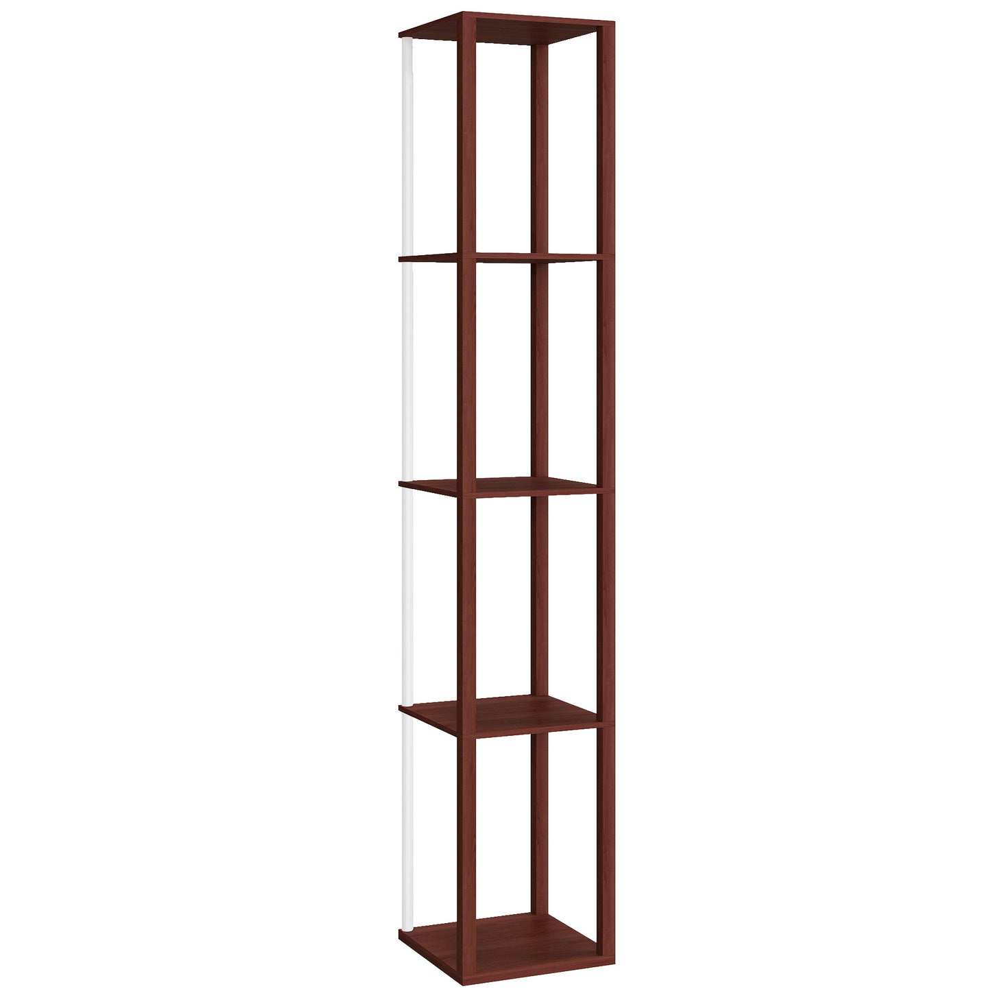 HOMCOM RGB LED Floor Lamp with Shelves, Modern Dimmable Standing Lamp with Remote Control, Adjustable Brightness & Speed for Living Room, Bedroom, Office, Brown