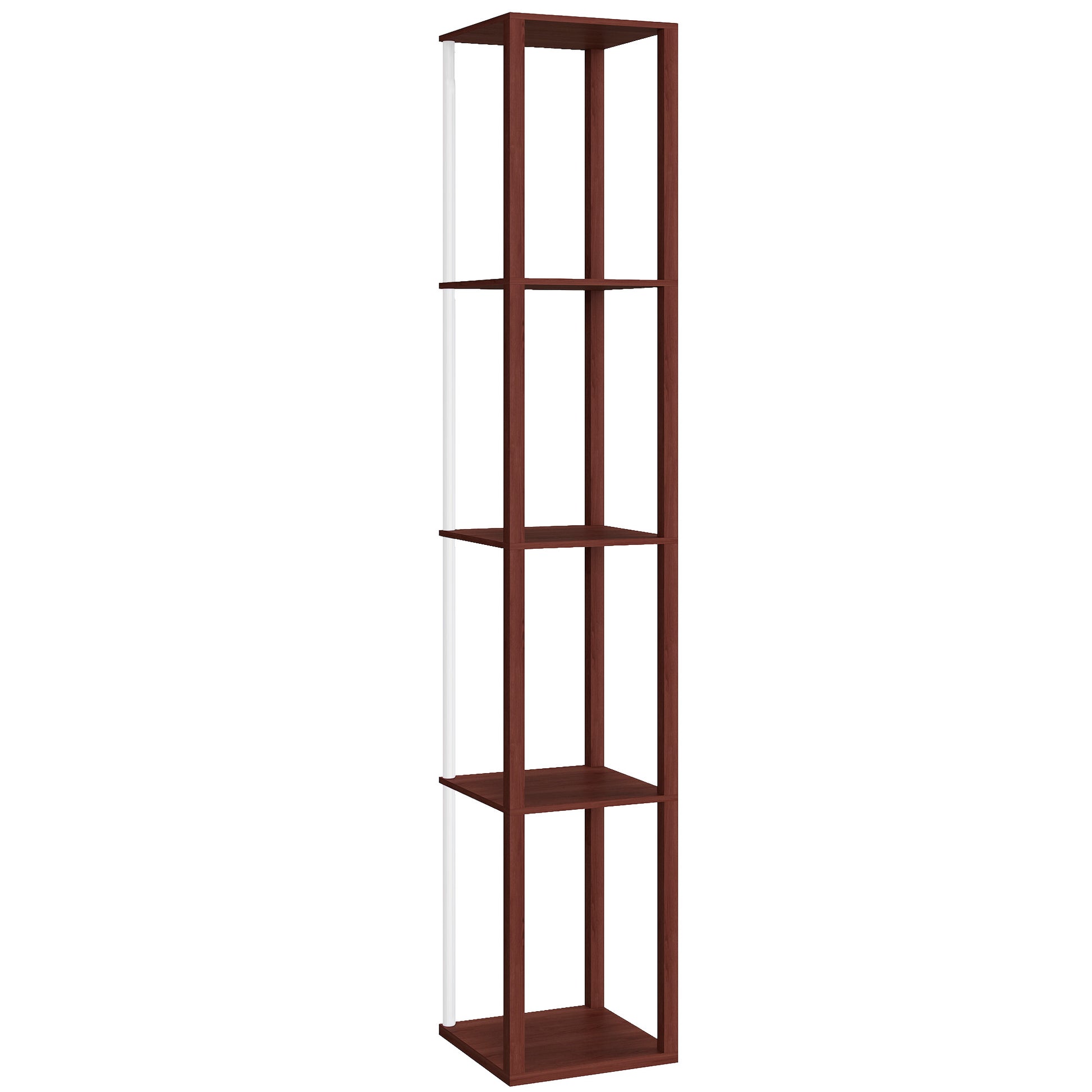 HOMCOM RGB LED Floor Lamp with Shelves, Modern Dimmable Standing Lamp with Remote Control, Adjustable Brightness & Speed for Living Room, Bedroom, Office, Brown