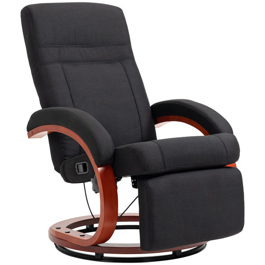 HOMCOM 135Â° Manual Reclining Swivel Chair, with Footrest - Black