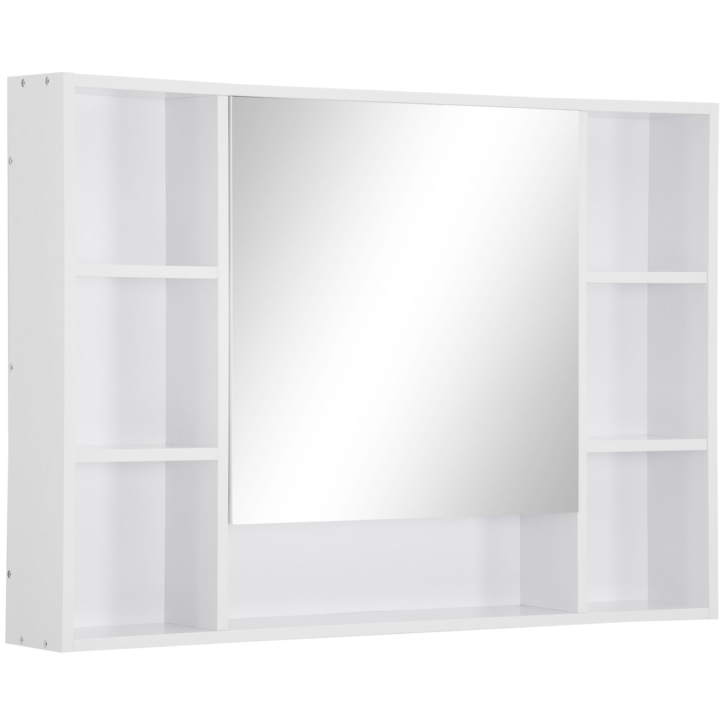 kleankin Wall Mounted Medicine Cabinet, Bathroom Mirror Cabinet with Mirrored Door, Shelves and Storage Cupboard, White