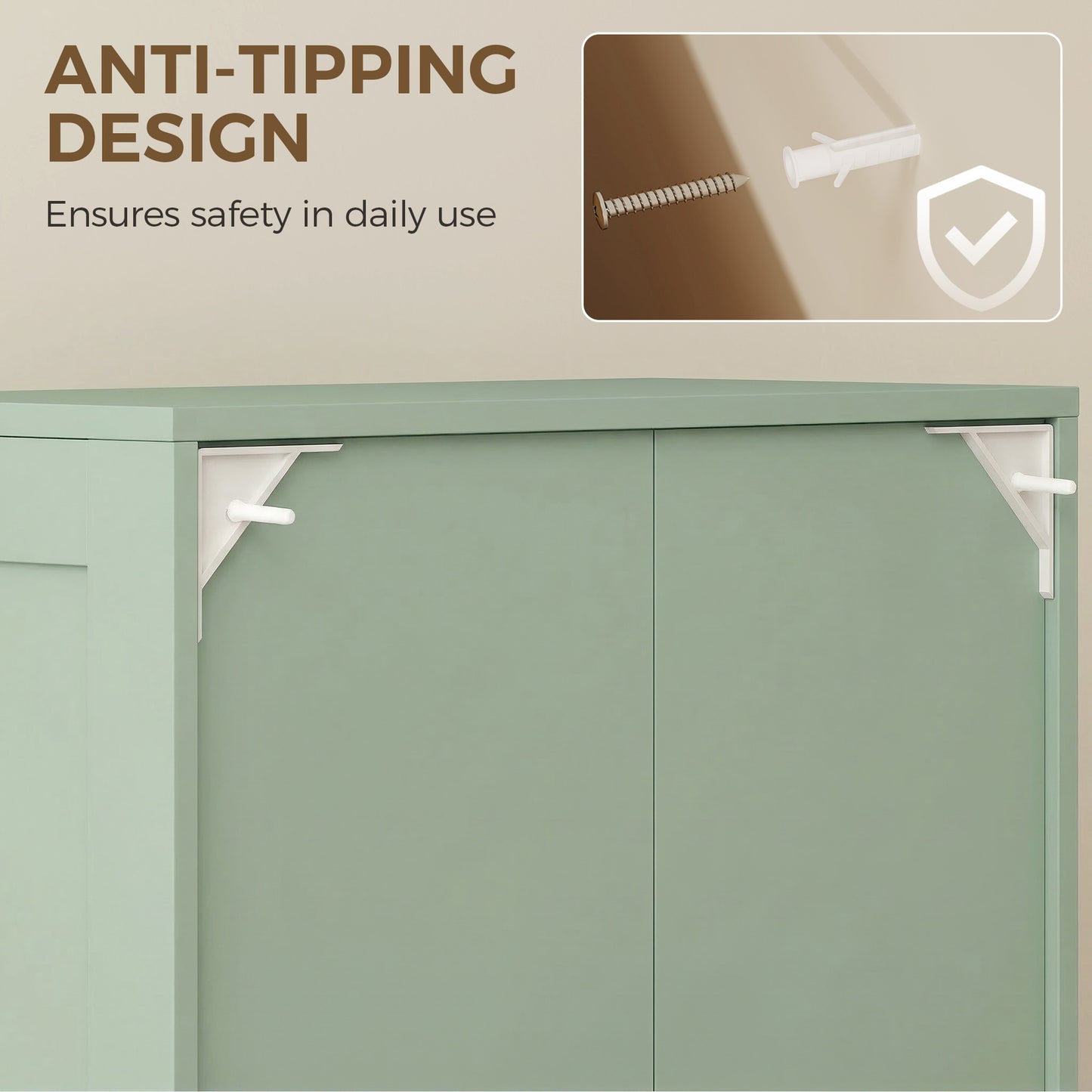 HOMCOM 4-Door Kitchen Storage Cabinet with Adjustable Shelves - Green