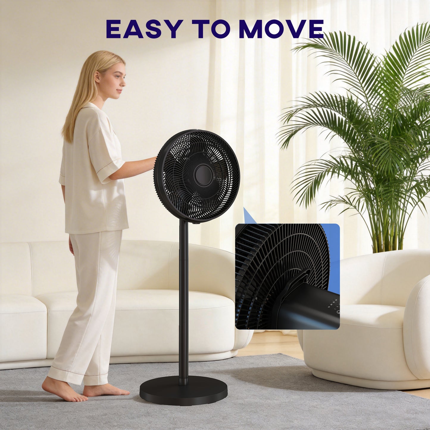 HOMCOM 40 cm Standing Fan, Cooling Floor Fan with 80Â° Oscillating, Adjustable Tilt and Height, 4 Speed, Remote Control, Black
