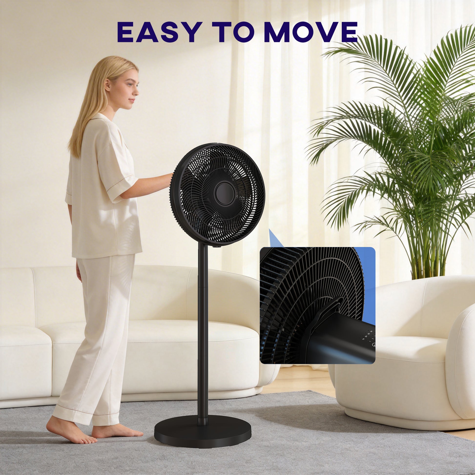 HOMCOM 40 cm Standing Fan, Cooling Floor Fan with 80Â° Oscillating, Adjustable Tilt and Height, 4 Speed, Remote Control, Black