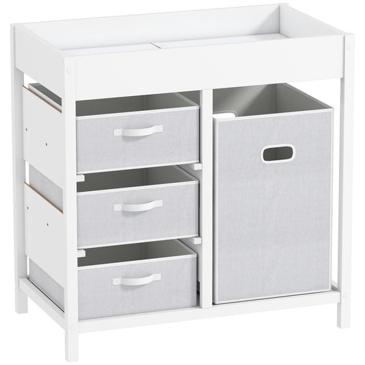 AIYAPLAY Baby Changing Unit with 4 Storage Drawers, Mat for Bedroom Nursery, 84 x 84.5 cm, White