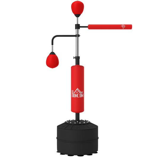 HOMCOM 4-in-1 Boxing Punching Bag, Freestanding with 2 Speed Bals, 360Â° Reflex Bar, 160-230cm Adjustable Height, Red
