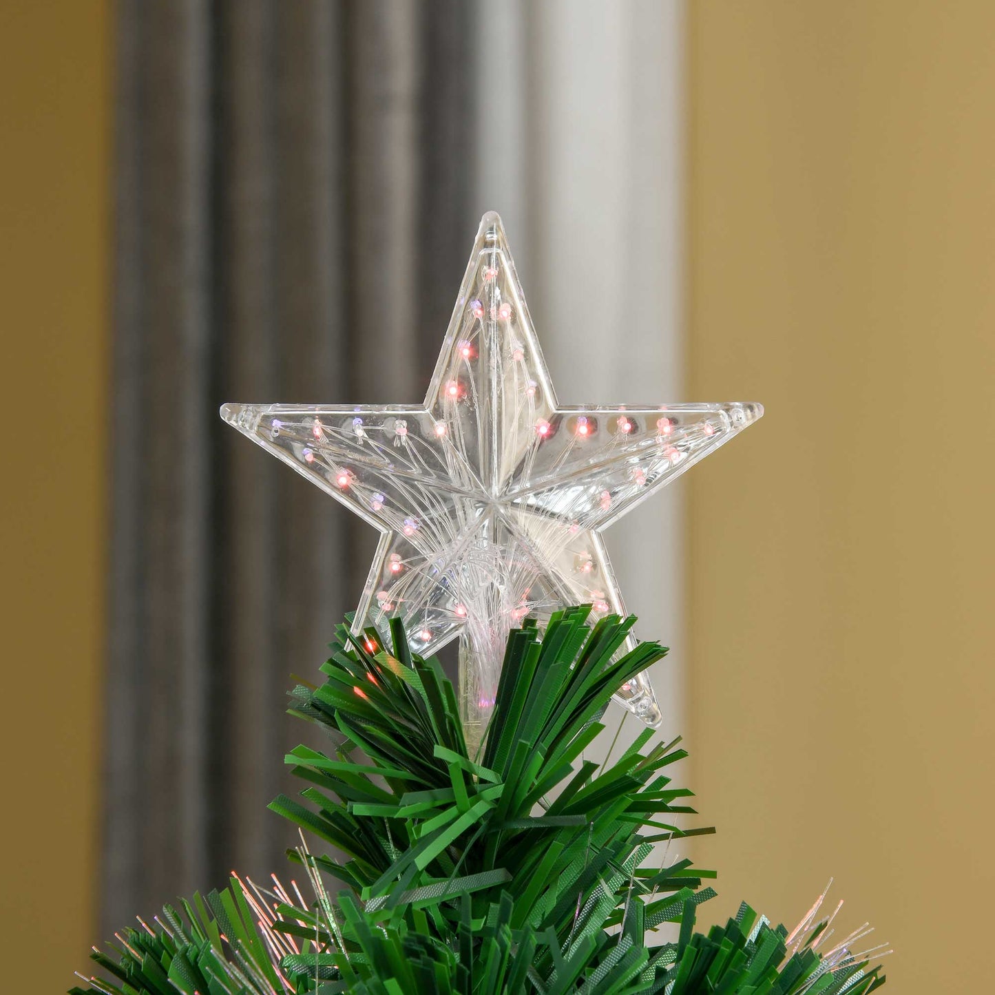 HOMCOM 4FT Pre-Lit Fibre Optic Artificial Christmas Tree Holiday Xmas DÃ©cor with Tree Topper Multi-Colour