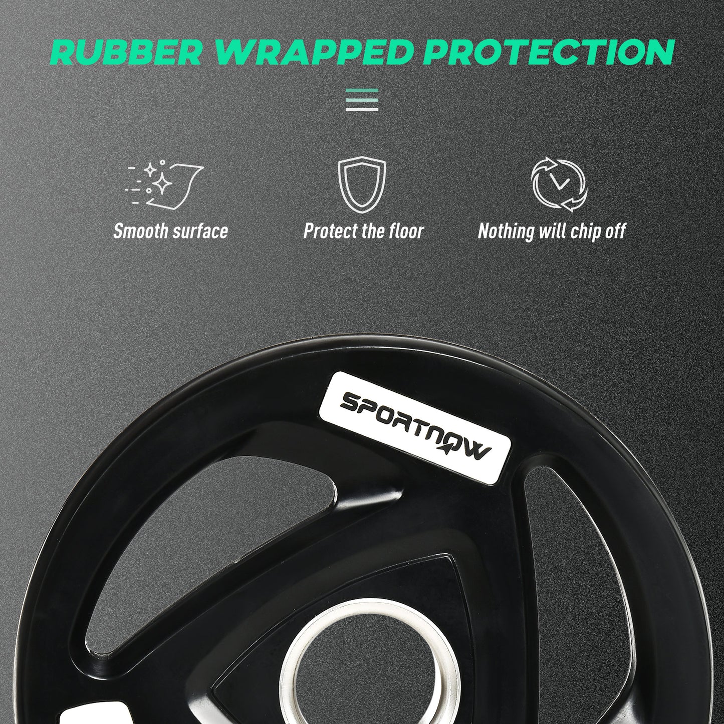 SPORTNOW Two 5kg Olympic Weight Plates, Tri-Grip Rubber-Coated Barbell Weights, with 5cm Holes, for Home, Gym, Office