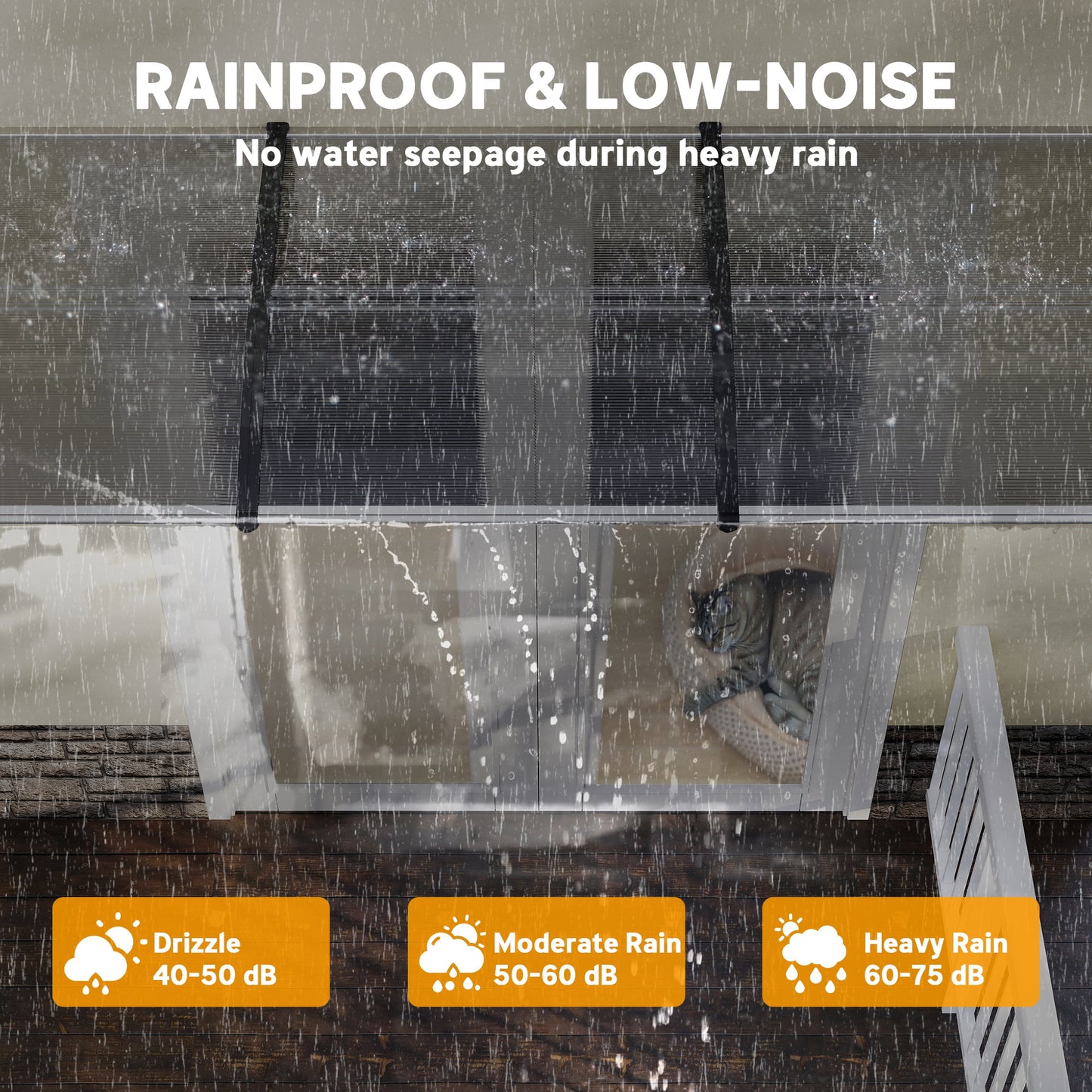 Outsunny Front Door Canopy, Outdoor Awning, Rain Shelter, 303 x 96cm , Clear