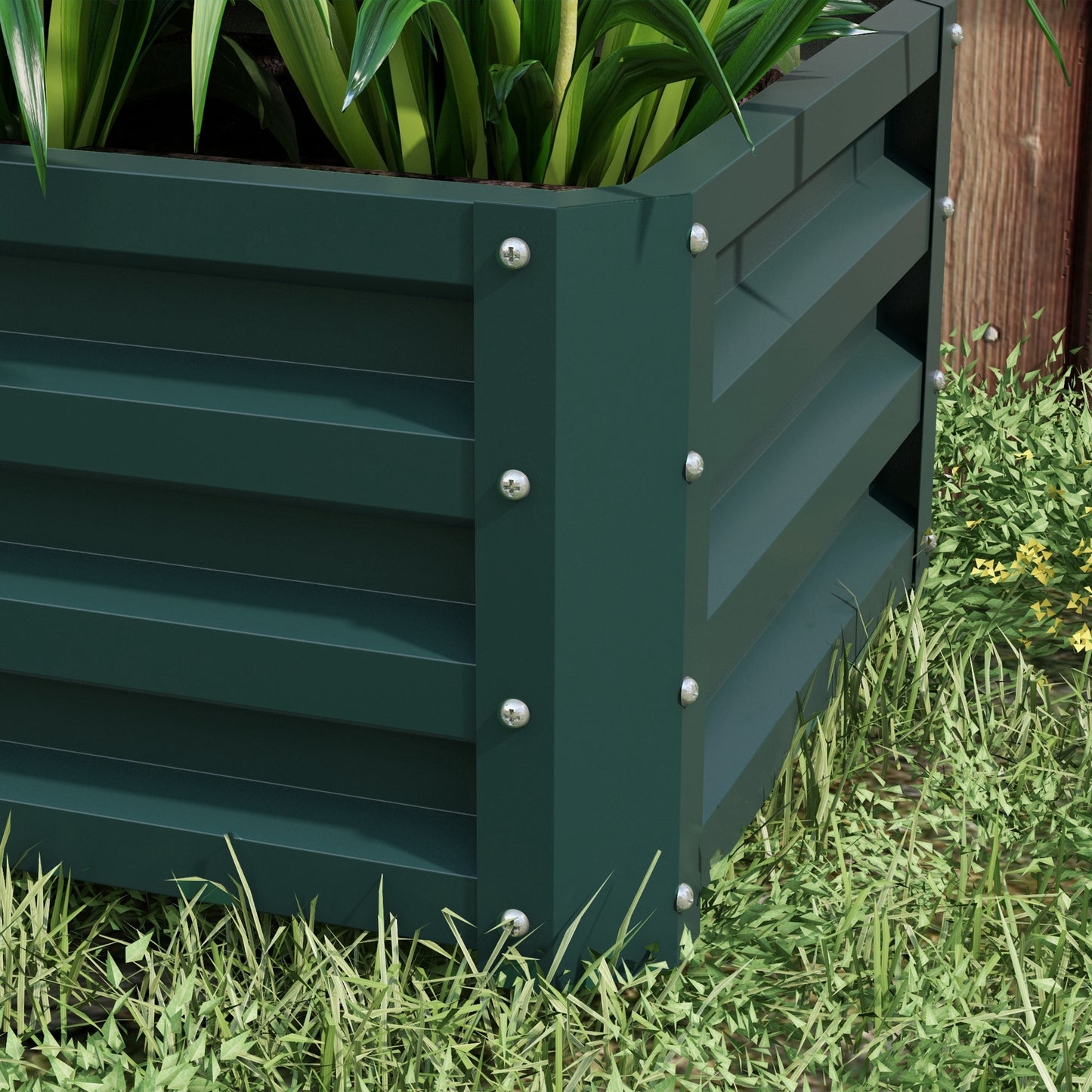 Outsunny Set of Two 110 x 65cm Steel Planter Boxes - Green