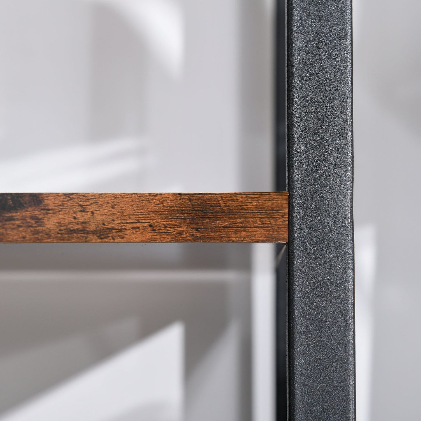 HOMCOM Ladder Shelf, Bookshelf, 4-Tier Industrial Storage Rack for Living Room, Bedroom, Kitchen, Rustic Brown and Black