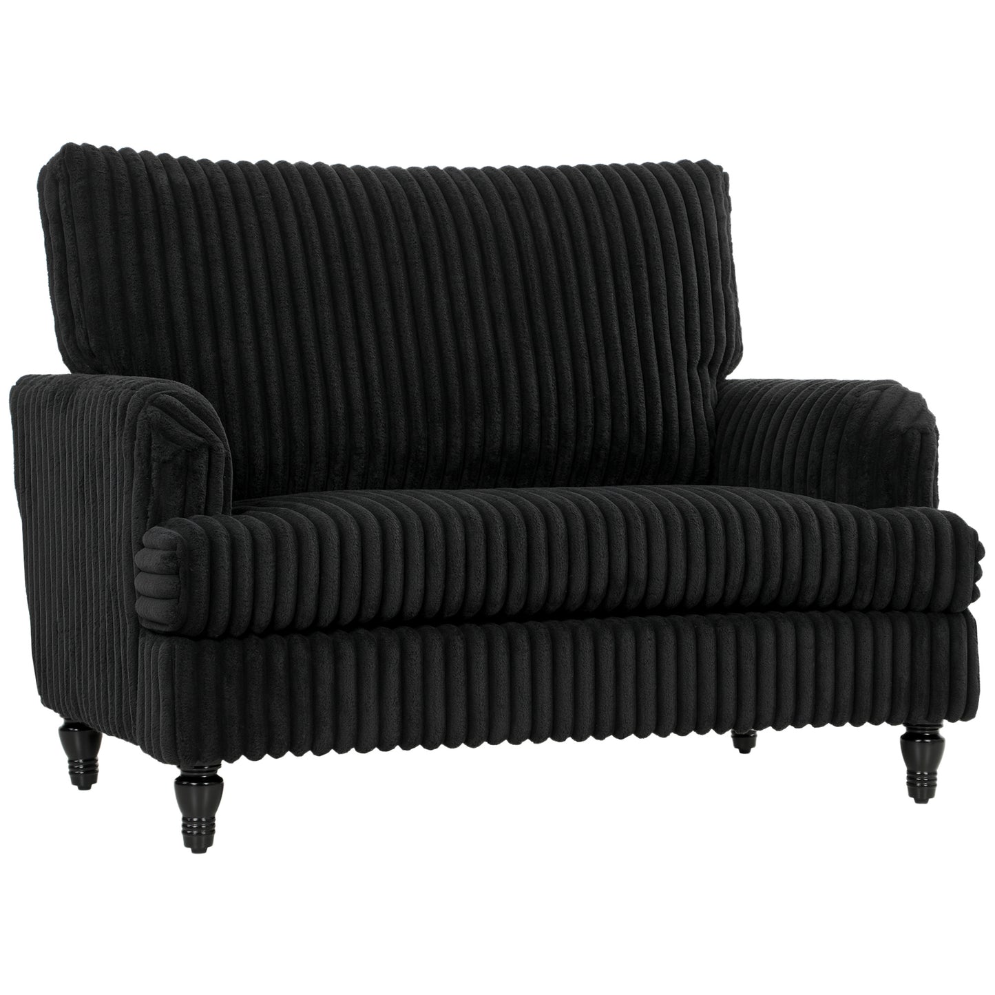 HOMCOM Corduroy Single Sofa Armchair, Modern Accent Chair with Stripes, Turned Legs and Wide Seat, Black