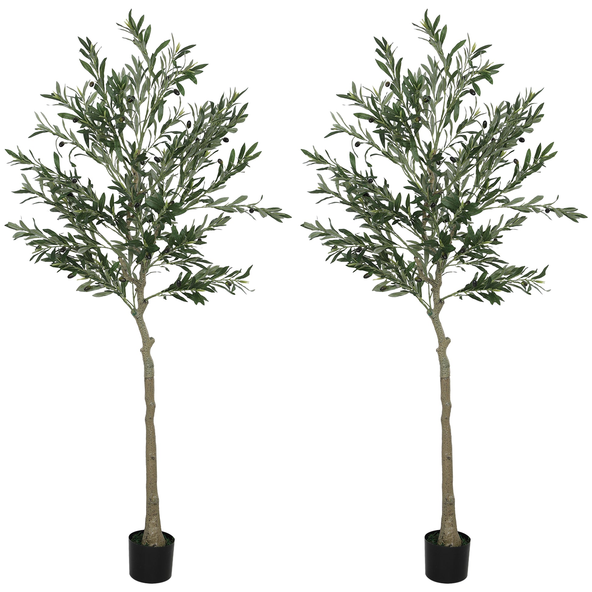 HOMCOM Set of Two Silk Leaf Artificial Olive Trees