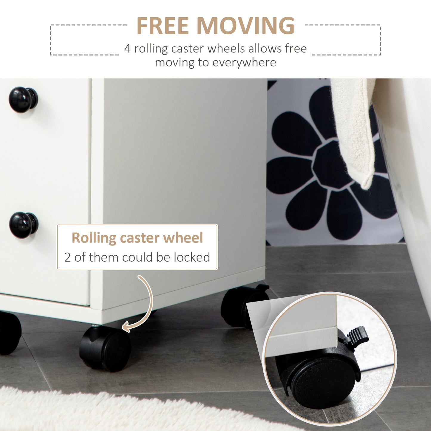 kleankin Slimline Bathroom Storage Cabinet - White