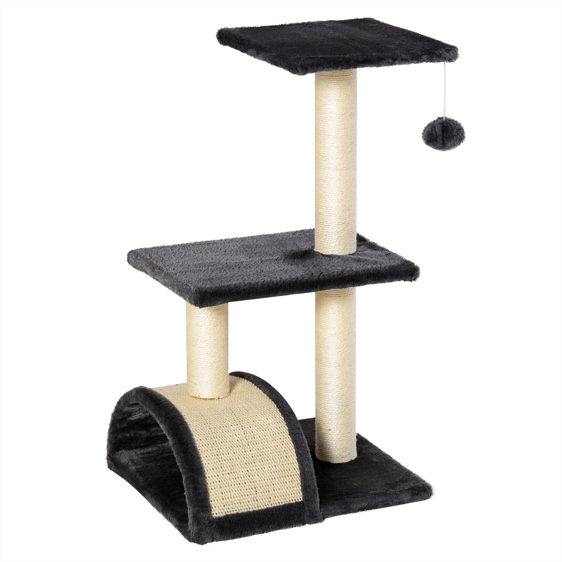 PawHut 72cm Cat Tree with Scratching Post, Pad for Indoor Cats - Smoky Grey
