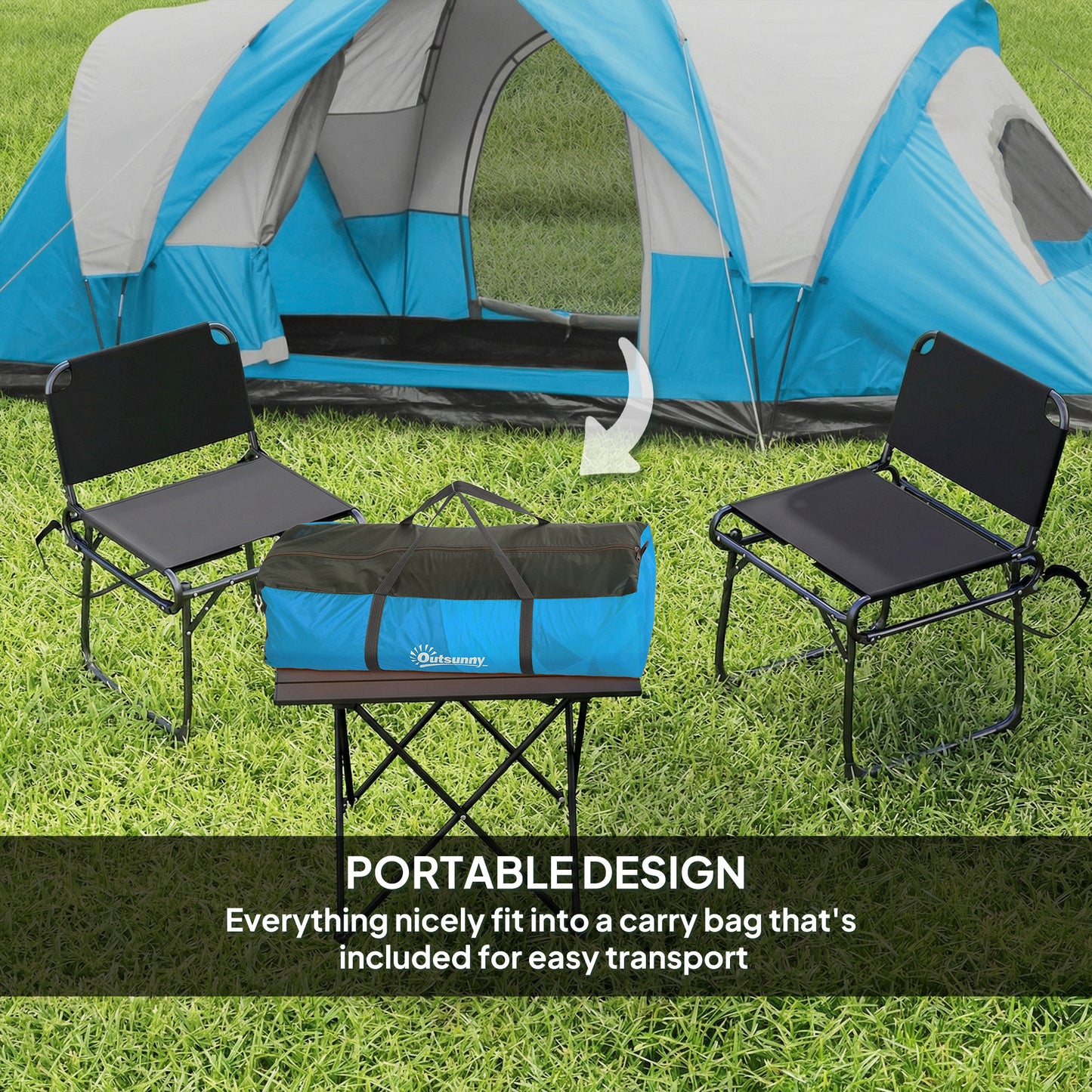Outsunny 5 Man Camping Tent, Large Tunnel Tent, Water Resistant Hiking Shelter with Groundsheet and Carry Bag, Light Blue