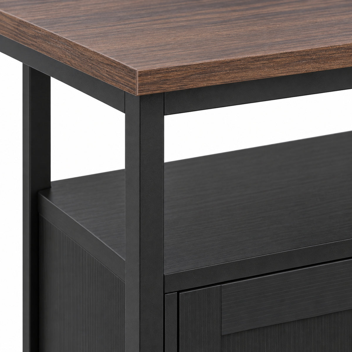 HOMCOM Industrial Kitchen Sideboard with Open Shelf, 2 Cabinets, Adjustable Shelves for Living Room, Dining Room, Black