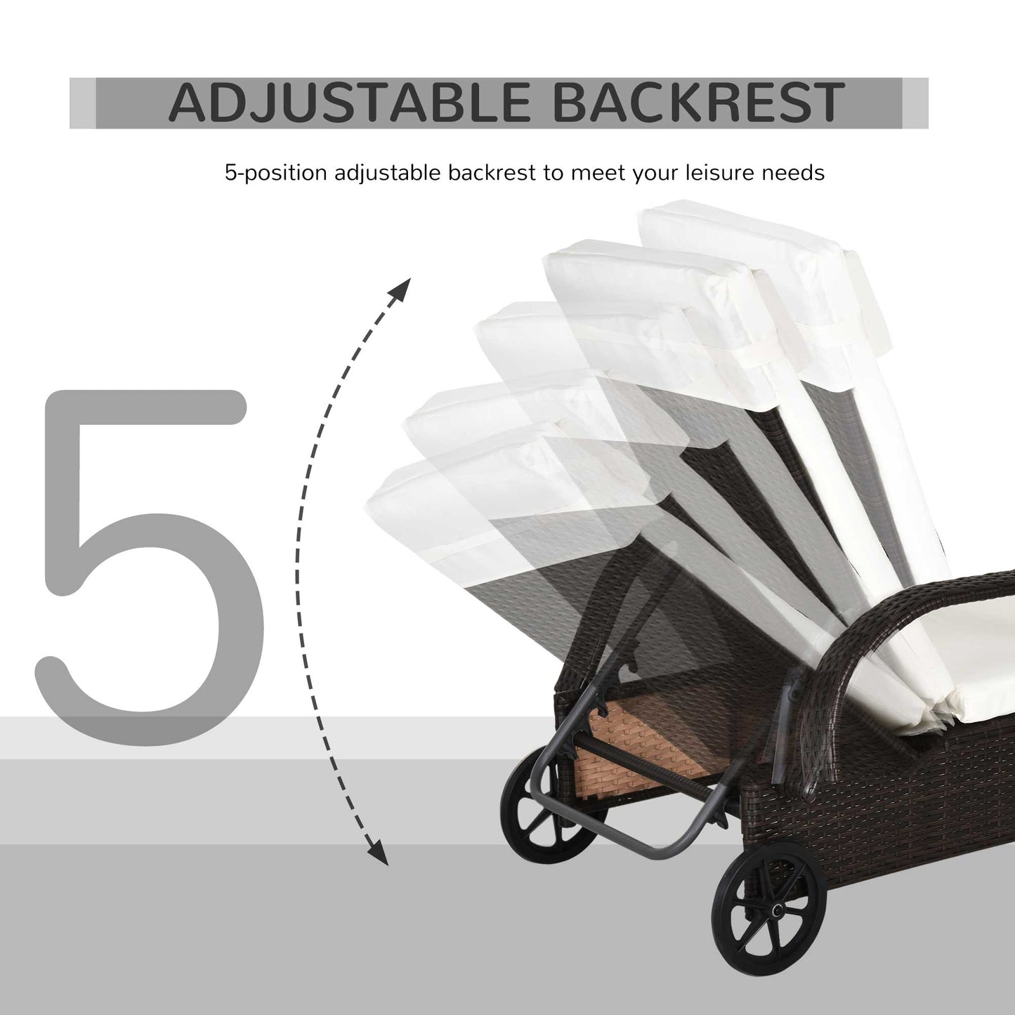 Outsunny 2PC Rattan Sun Lounger Recliner Bed Reclining Chair Patio Garden Outdoor Wicker Weave Adjustable Headrest with Fire Retardant Cushion â€“ Brown