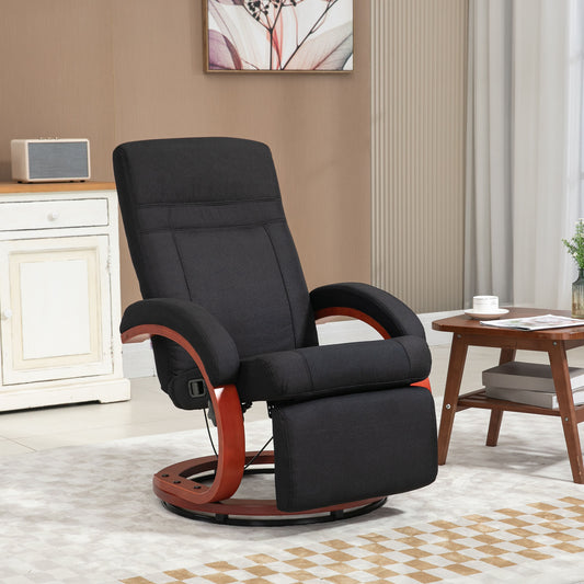 HOMCOM 135Â° Manual Reclining Swivel Chair, with Footrest - Black